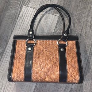 Michael Kors RARE straw black leather Western bag